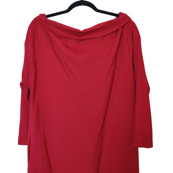 Le Muse Red Tube Dress Chic Cowl Neck Large Lagenlook Minimalist Quiet Luxury - Picture 8 of 14